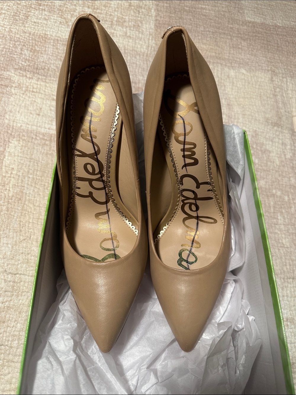 Sam Edelman Danna Nude Leather Pointed-Toe Pump